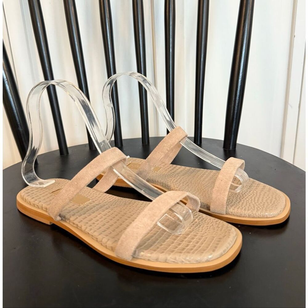 Kaanas Beige Double-Strap Suede Slide Sandals - Picture 4 of 8